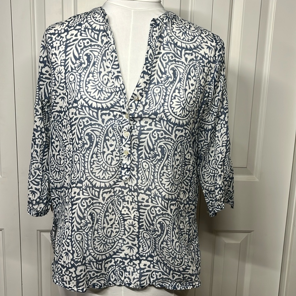 Sheer three-quarter sleeve beach top